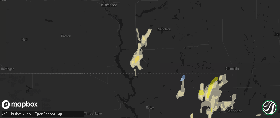 Hail map in Strasburg, ND on May 31, 2026