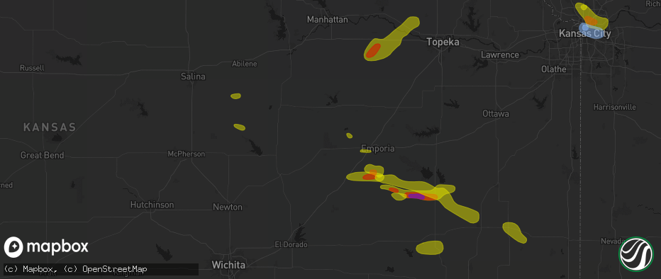 Hail map in Strong City, KS on May 31, 2026