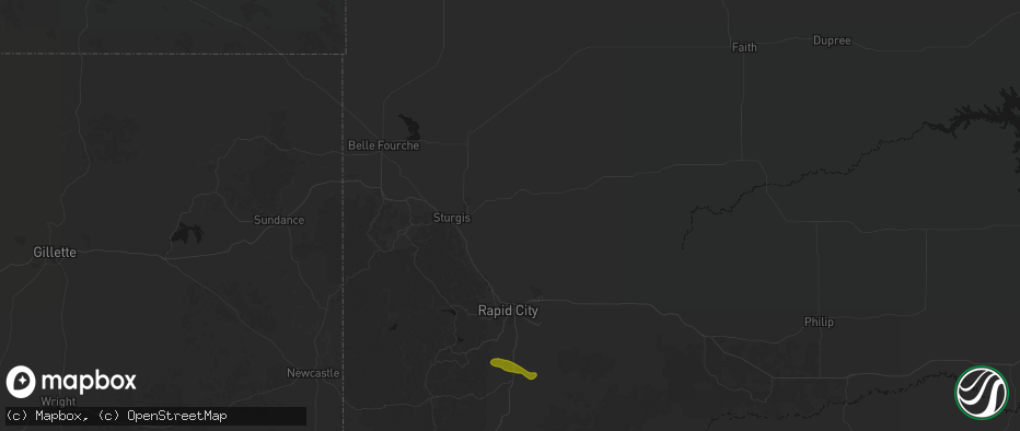 Hail map in Sturgis, SD on May 31, 2026