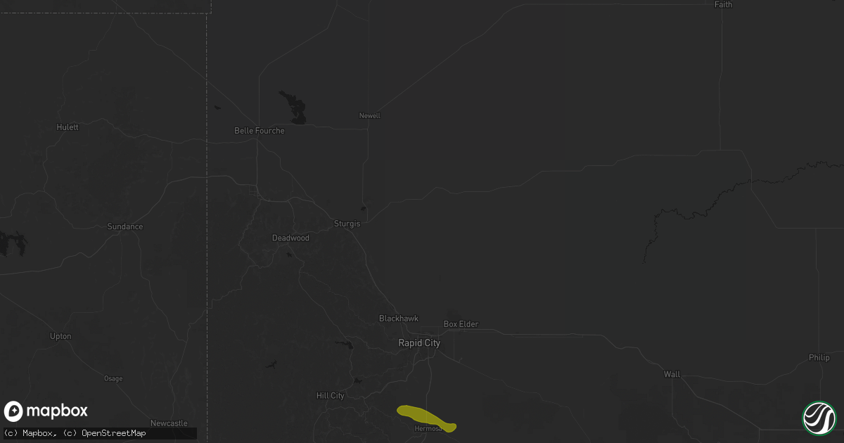 Hail map in Sturgis, SD on May 31, 2026