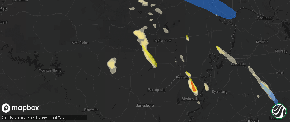 Hail map in Success, AR on May 31, 2026