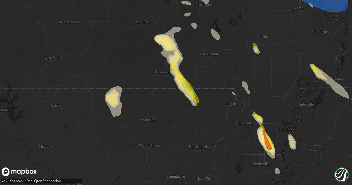 Hail map in Success, AR on May 31, 2026