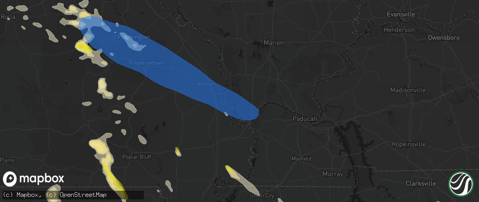 Hail map in Tamms, IL on May 31, 2026