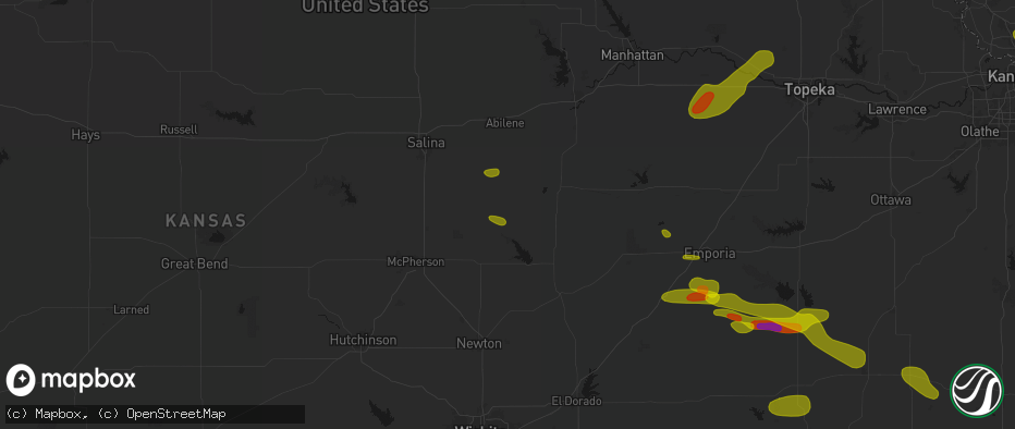 Hail map in Tampa, KS on May 31, 2026
