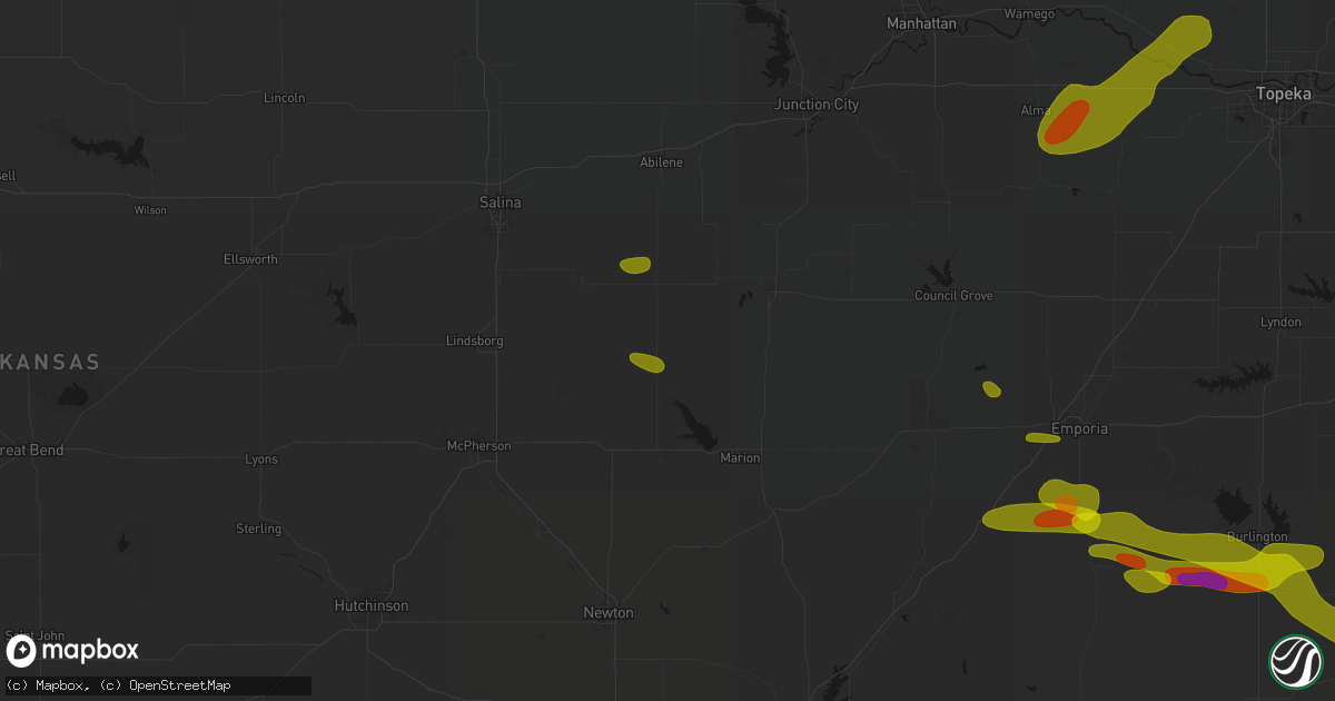 Hail map in Tampa, KS on May 31, 2026