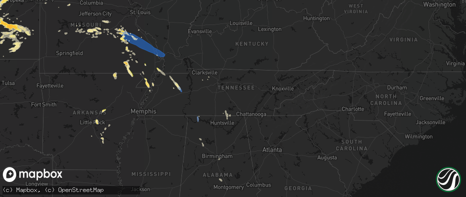 Hail map in Tennessee on May 31, 2026