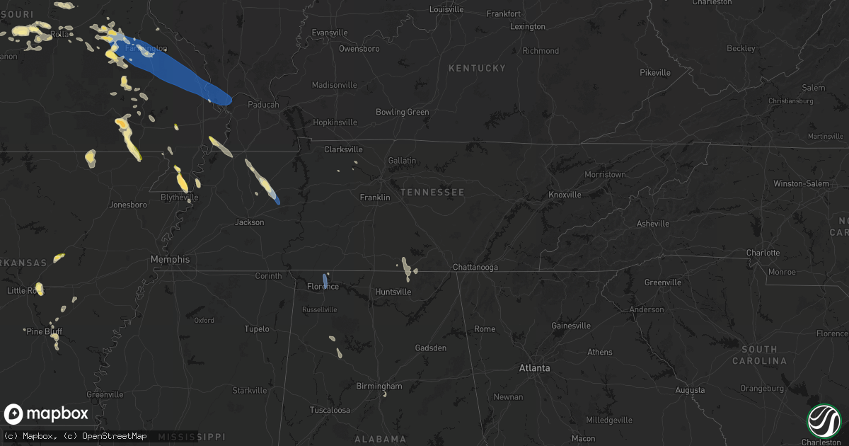 Hail map in Tennessee on May 31, 2026