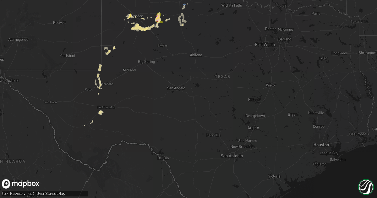 Hail map in Texas on May 31, 2026