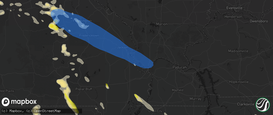 Hail map in Thebes, IL on May 31, 2026