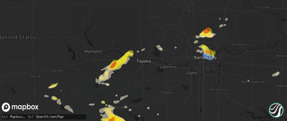 Hail map in Topeka, KS on May 31, 2026