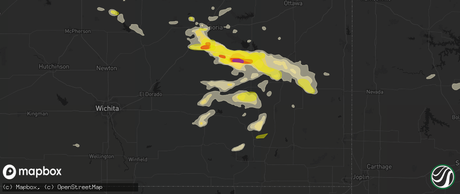 Hail map in Toronto, KS on May 31, 2026