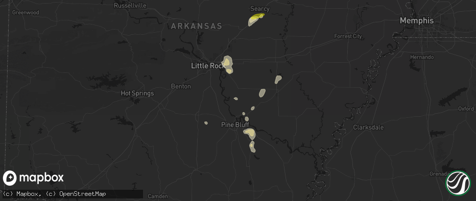 Hail map in Tucker, AR on May 31, 2026