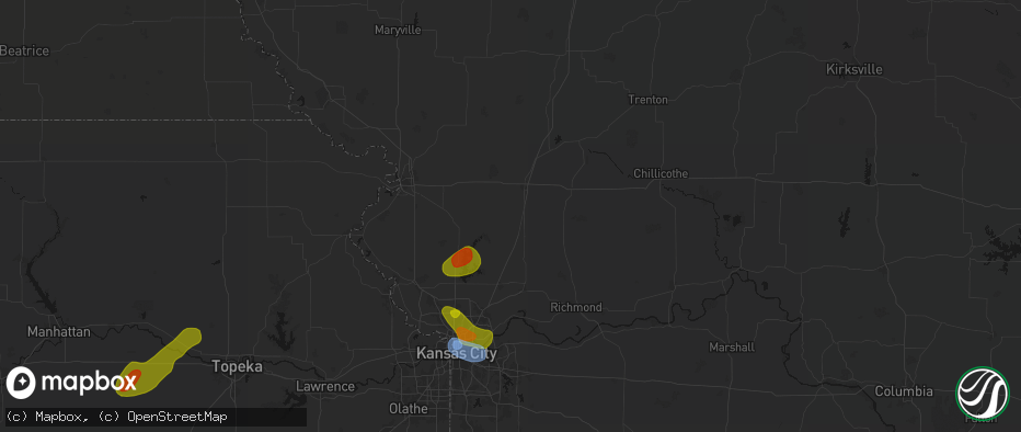 Hail map in Turney, MO on May 31, 2026