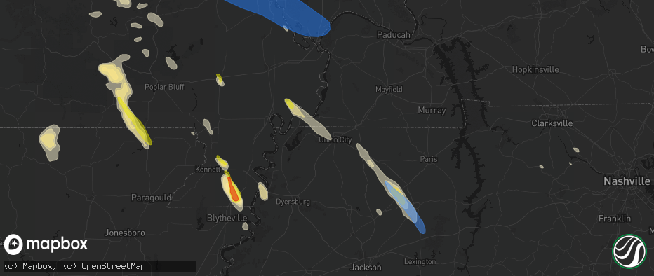 Hail map in Union City, TN on May 31, 2026