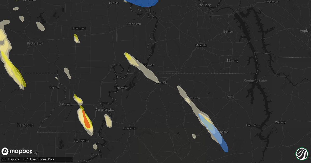Hail map in Union City, TN on May 31, 2026