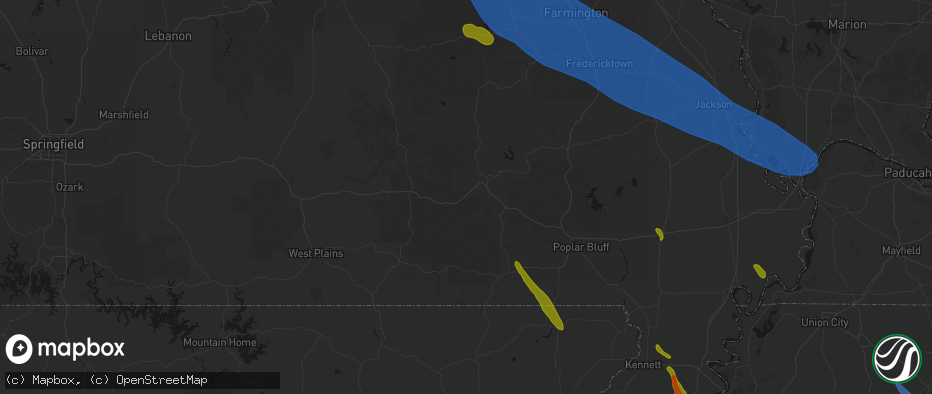 Hail map in Van Buren, MO on May 31, 2026