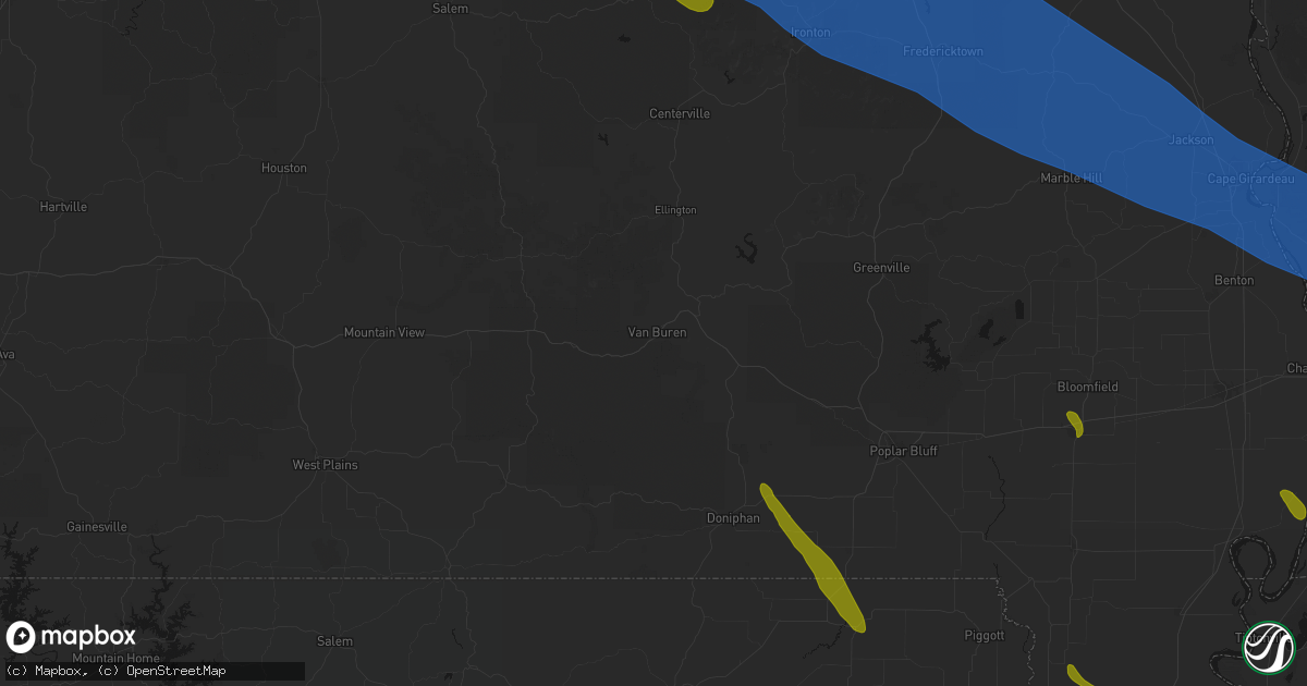 Hail map in Van Buren, MO on May 31, 2026