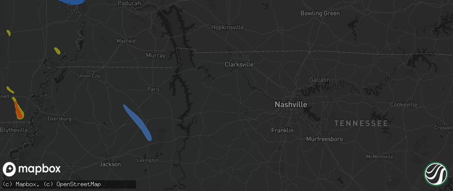Hail map in Vanleer, TN on May 31, 2026