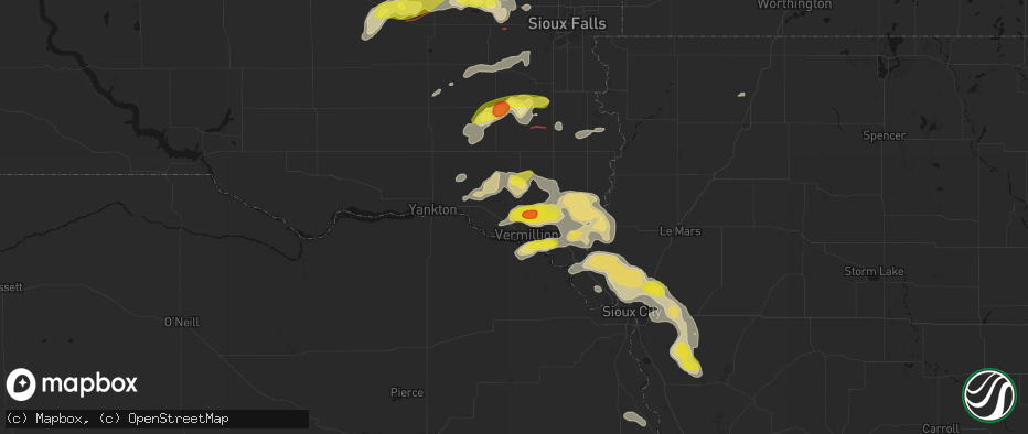 Hail map in Vermillion, SD on May 31, 2026