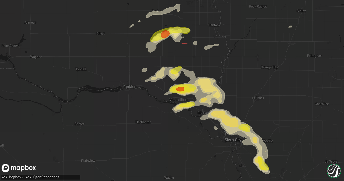 Hail map in Vermillion, SD on May 31, 2026