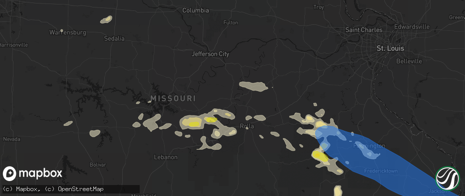 Hail map in Vienna, MO on May 31, 2026