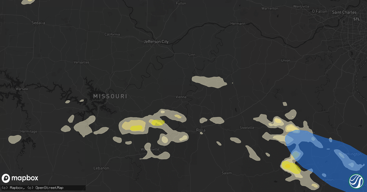 Hail map in Vienna, MO on May 31, 2026