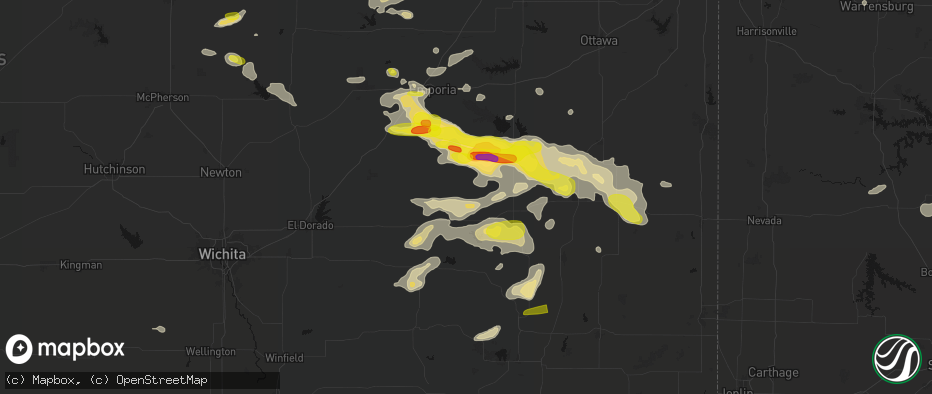 Hail map in Virgil, KS on May 31, 2026