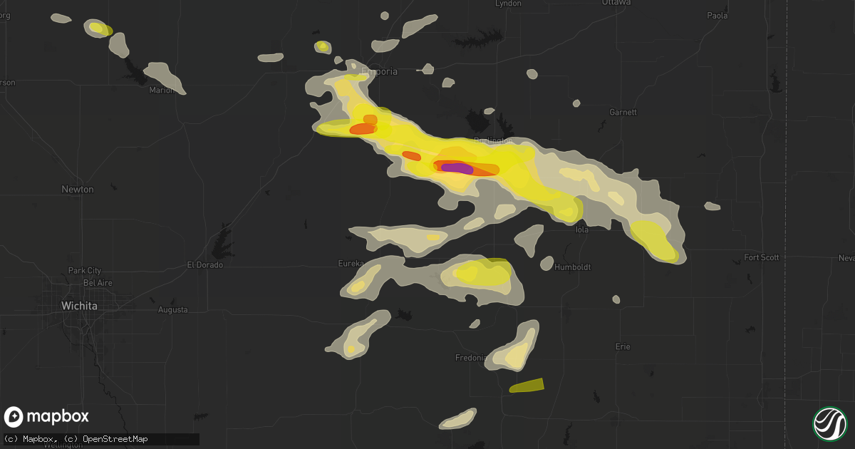 Hail map in Virgil, KS on May 31, 2026