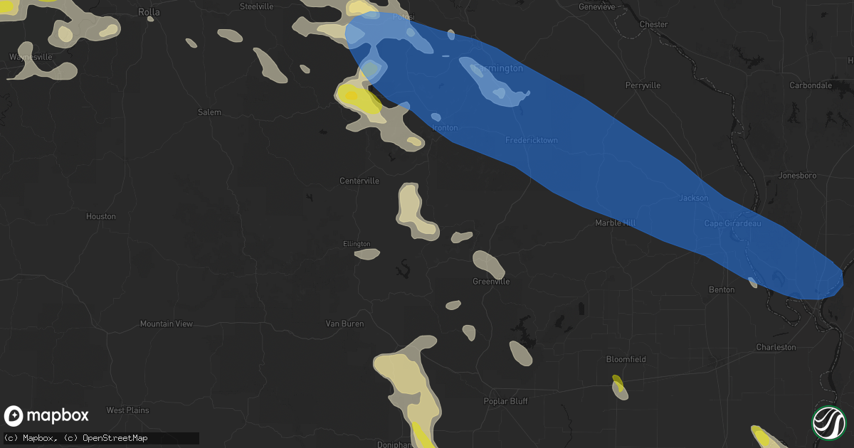 Hail map in Vulcan, MO on May 31, 2026