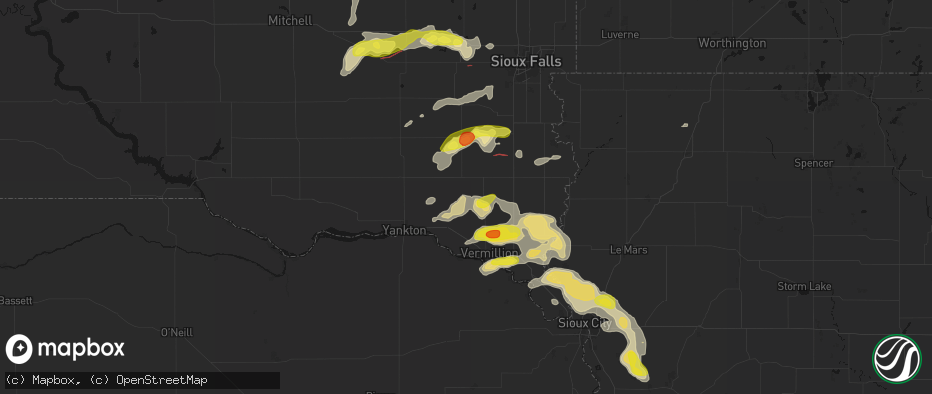 Hail map in Wakonda, SD on May 31, 2026