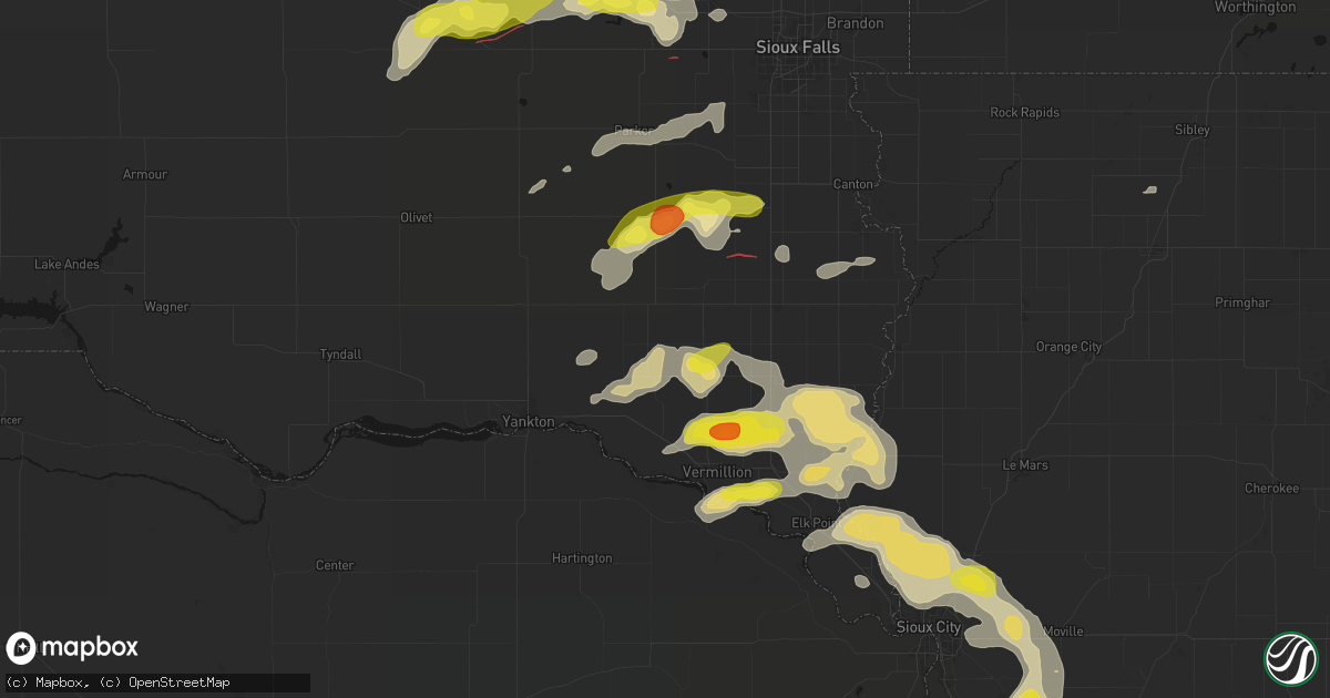 Hail map in Wakonda, SD on May 31, 2026