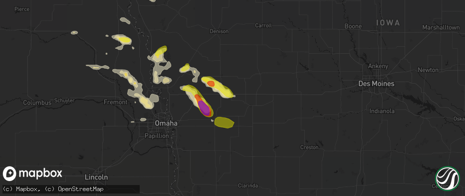 Hail map in Walnut, IA on May 31, 2026