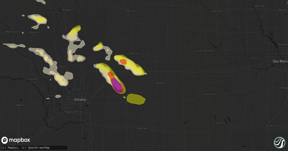 Hail map in Walnut, IA on May 31, 2026