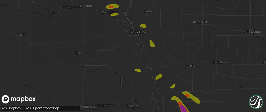 Hail map in Walthill, NE on May 31, 2026