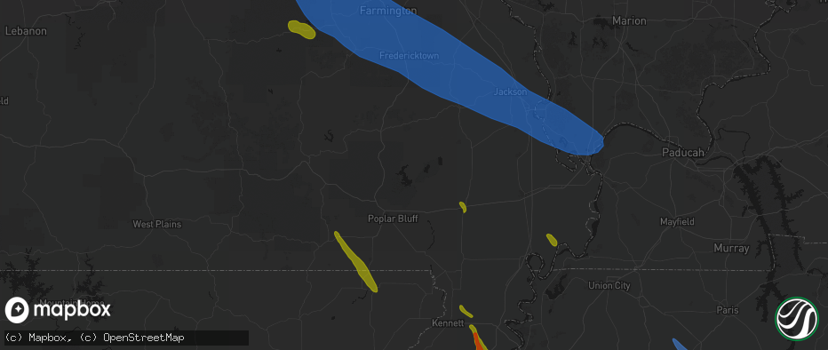 Hail map in Wappapello, MO on May 31, 2026