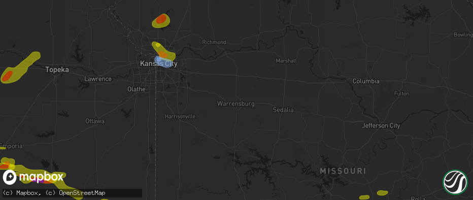 Hail map in Warrensburg, MO on May 31, 2026