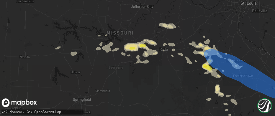 Hail map in Waynesville, MO on May 31, 2026