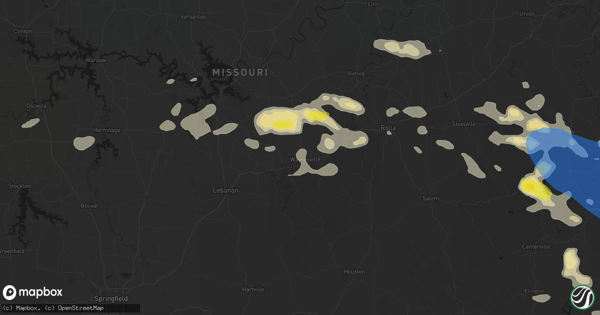Hail map in Waynesville, MO on May 31, 2026