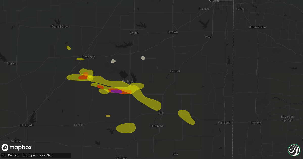 Hail map in Westphalia, KS on May 31, 2026