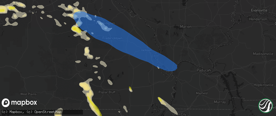 Hail map in Whitewater, MO on May 31, 2026