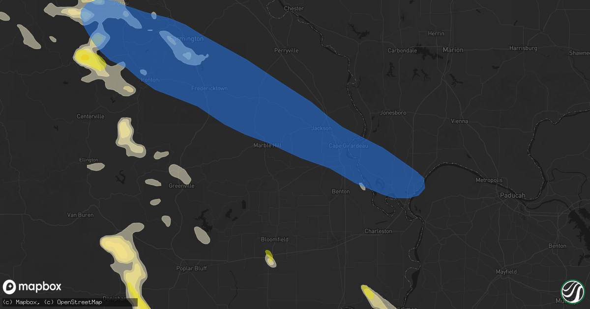 Hail map in Whitewater, MO on May 31, 2026