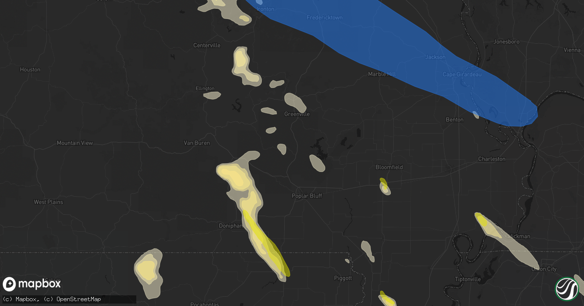 Hail map in Williamsville, MO on May 31, 2026