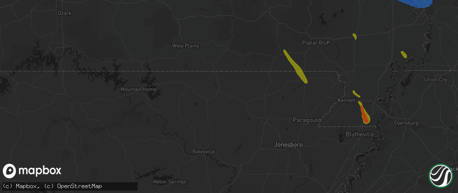 Hail map in Williford, AR on May 31, 2026