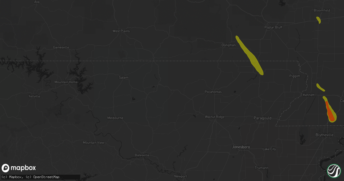 Hail map in Williford, AR on May 31, 2026