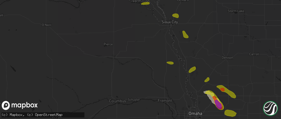 Hail map in Wisner, NE on May 31, 2026