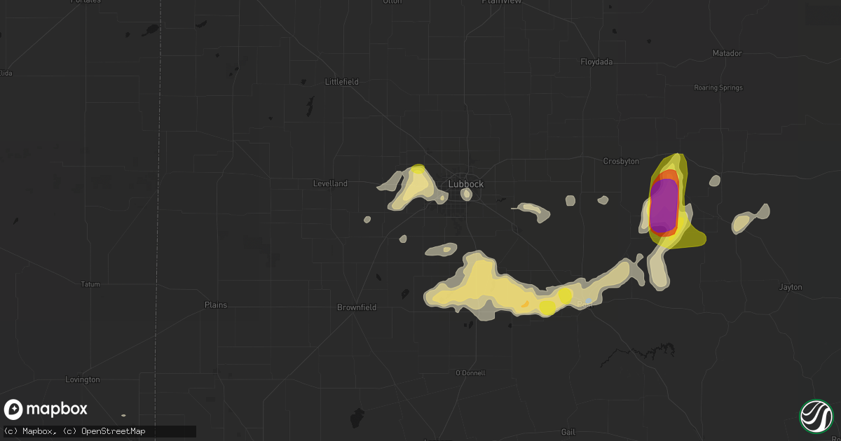 Hail map in Wolfforth, TX on May 31, 2026