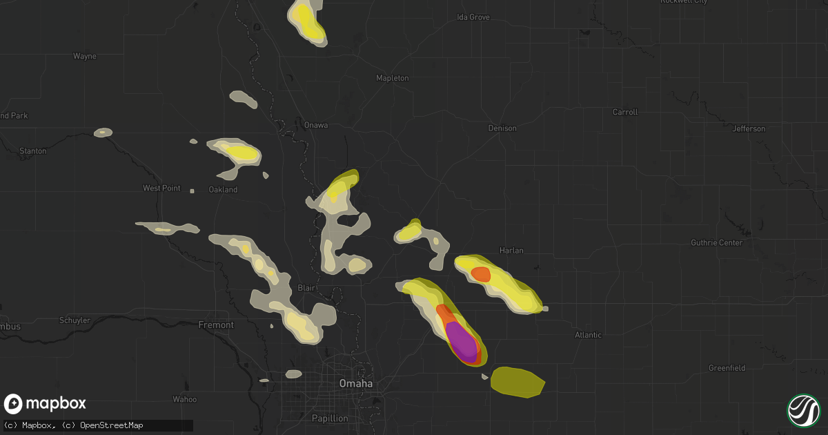 Hail map in Woodbine, IA on May 31, 2026