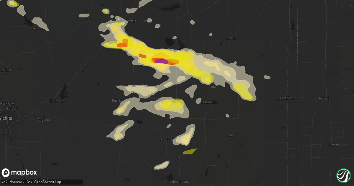 Hail map in Yates Center, KS on May 31, 2026