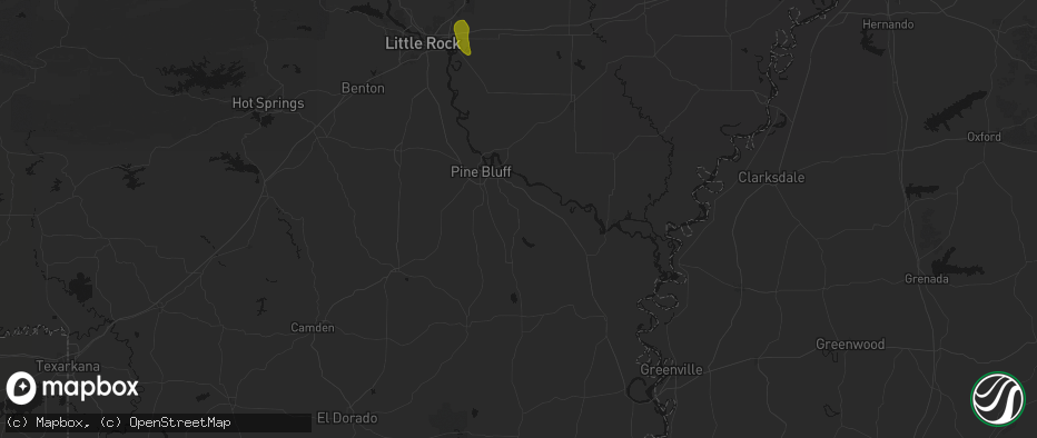 Hail map in Yorktown, AR on May 31, 2026
