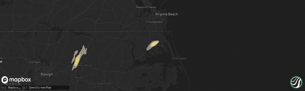 Hail map in Elizabeth City, NC on June 1, 2012